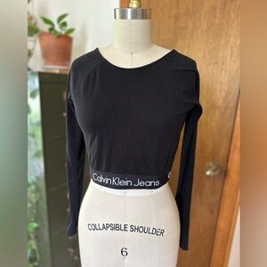 Calvin Klein black long sleeve cropped top
